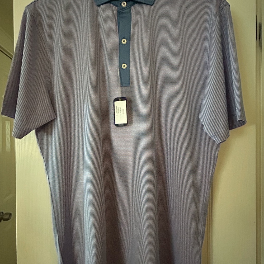 johnnie-O Blue Striped Polo Shirt Classic Design - Picture 3 of 5